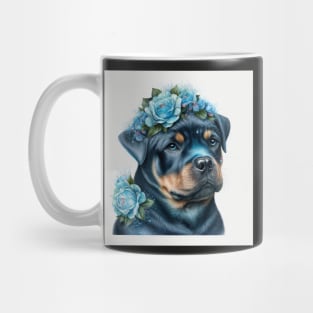 Blue Rosey Rottweiler Art Mug
